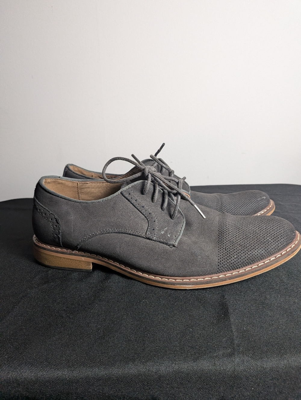 Steve Madden Alk Gray Suede Dress Shoes Men's Derby Oxfords Sz 9.5 - Picture 5 of 11